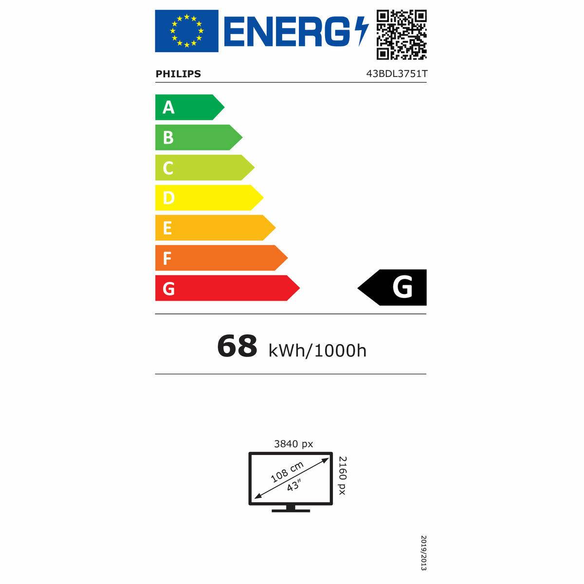 Monitor Videowall Philips 43BDL3751T/00 4K Ultra HD 42,5"