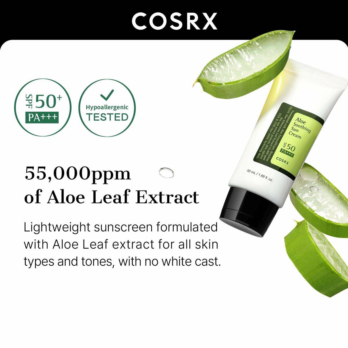 Protector Solar Facial Cosrx ALOE SOOTHING Spf 50+ 50 ml