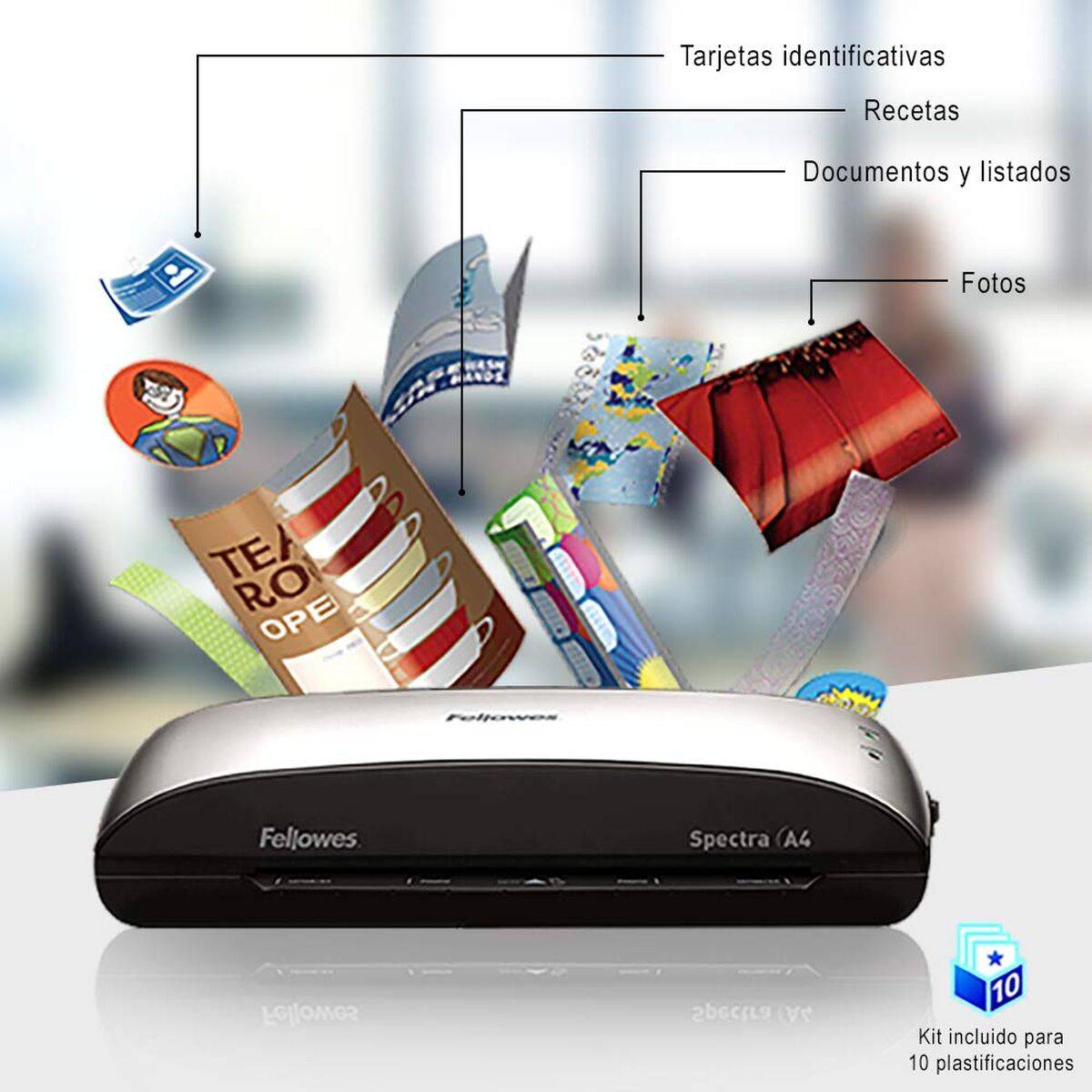 Plastificadora Fellowes SPECTRA A4/95 Negro Gris Fundas