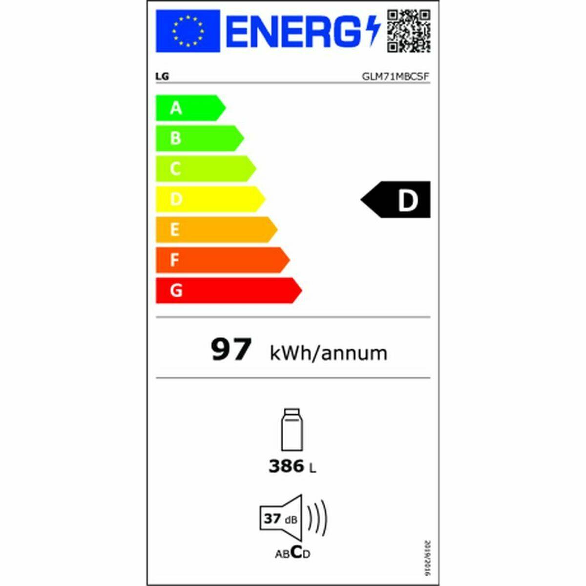 Frigorífico LG GLM71MBCSF 186 Acero 386 L 185 x 60 cm