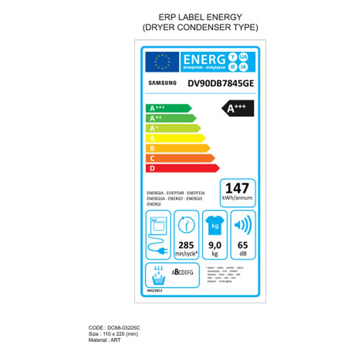 Secadora de condensación Samsung DV90DB7845GEU3 9K Blanco 9 kg