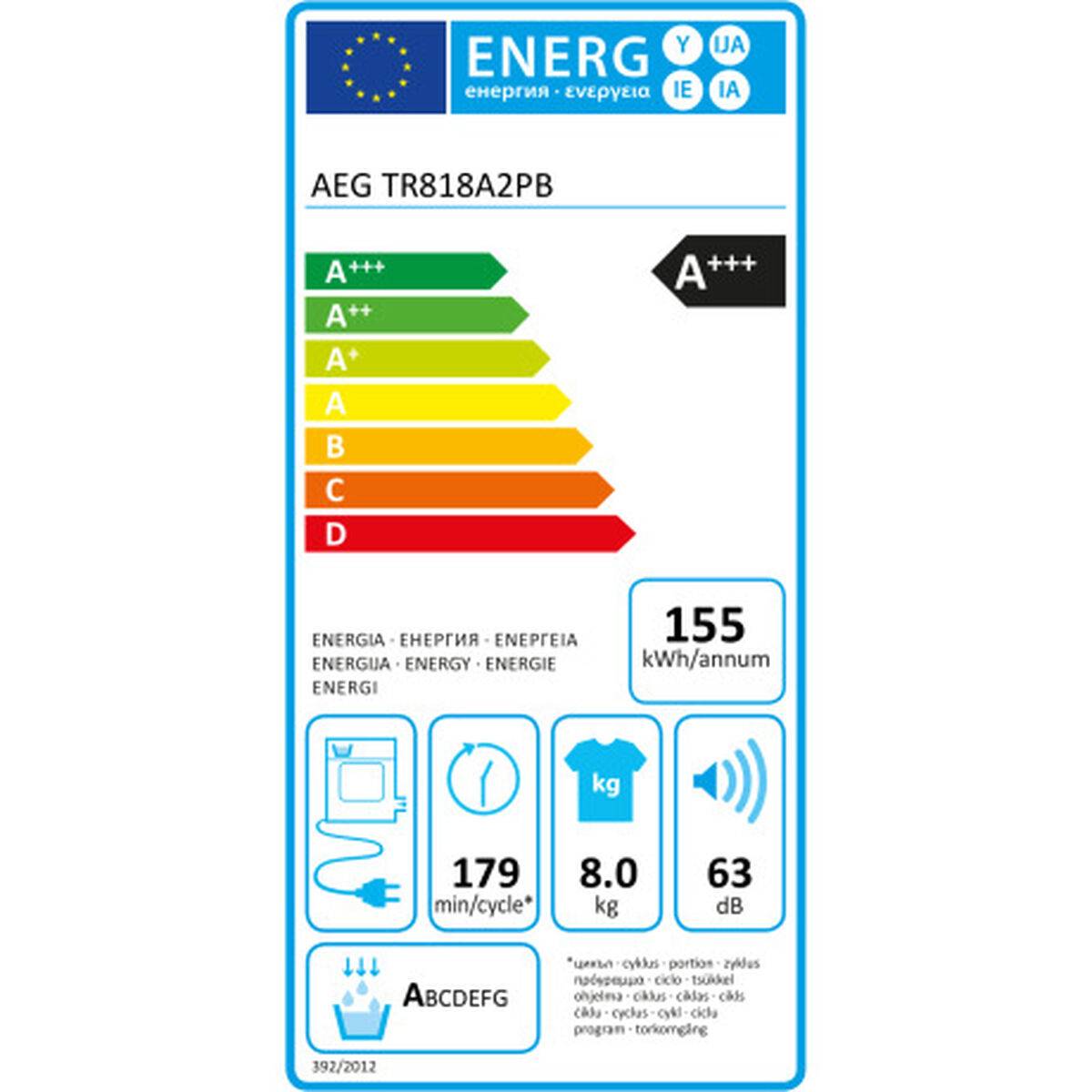 Secadora con bomba de calor AEG TR818A2PB 8 kg
