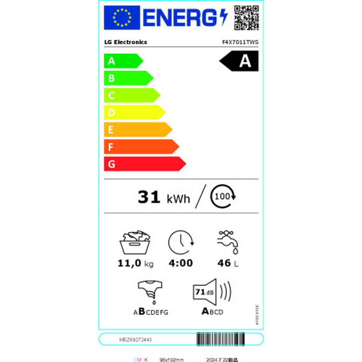 Lavadora LG LG F4X7011TWS 1400 rpm 11 Kg