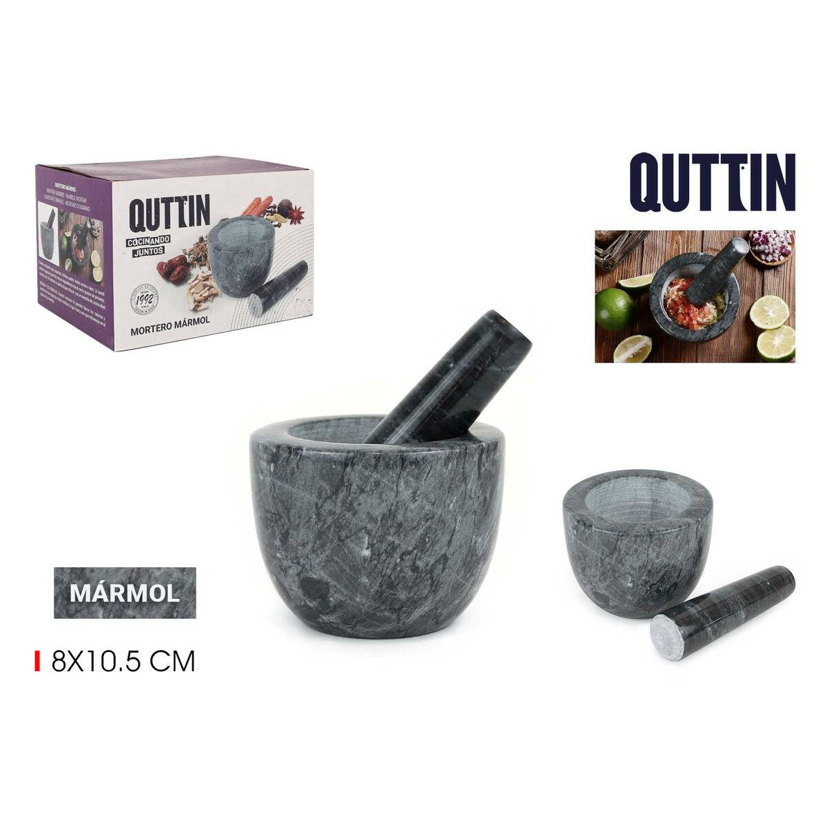 Mortero de cocina Quttin Granito 10 x 10 x 8 cm (12 Unidades)