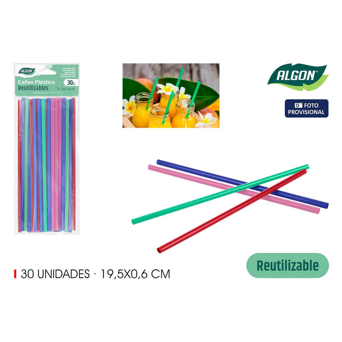 Pajita Reutilizable Algon Plástico 19,5 cm 6 mm 30 piezas 24 Unidades
