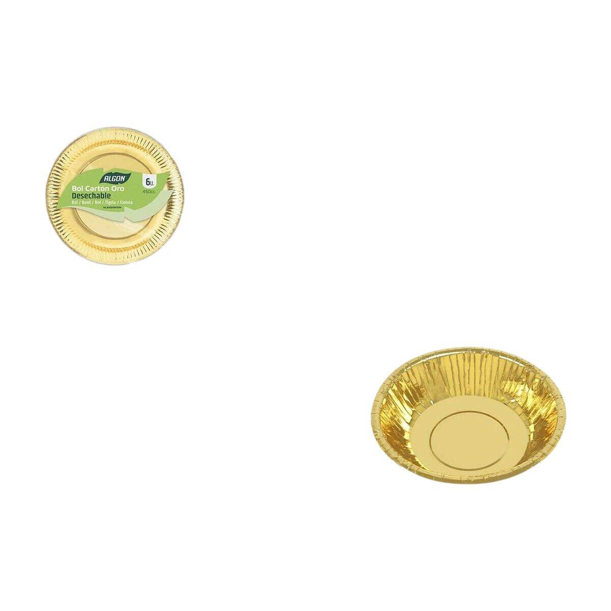 Set de Platos Algon Dorado 450 ml 6 Piezas (18 Unidades)
