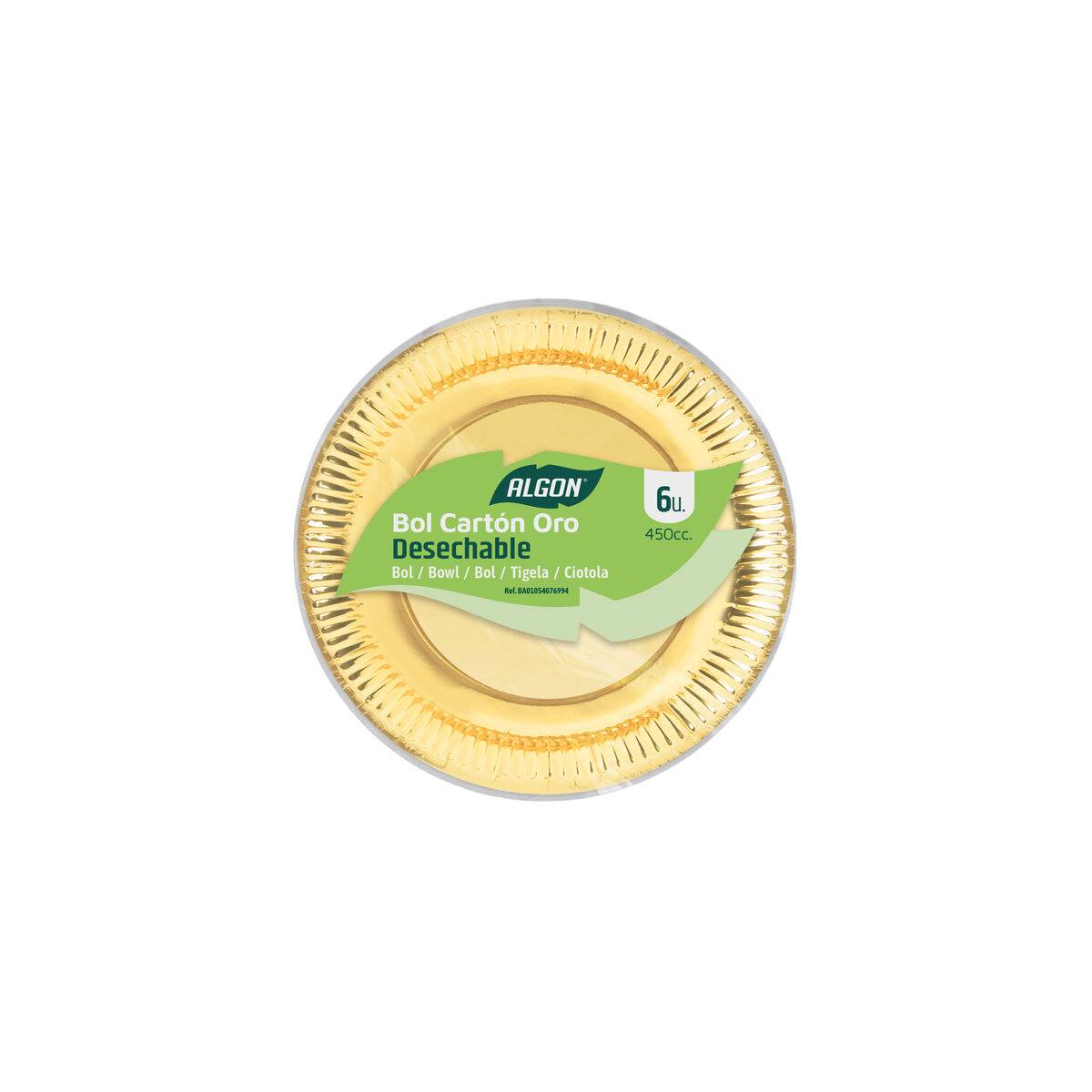 Set de Platos Algon Dorado 450 ml 6 Piezas (18 Unidades)