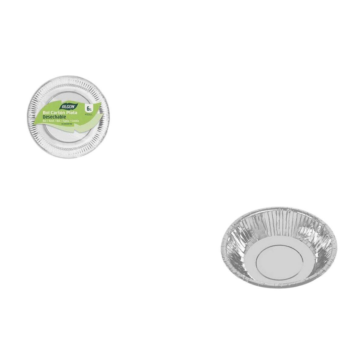 Set de Platos Algon Plateado 450 ml 6 Piezas (18 Unidades)