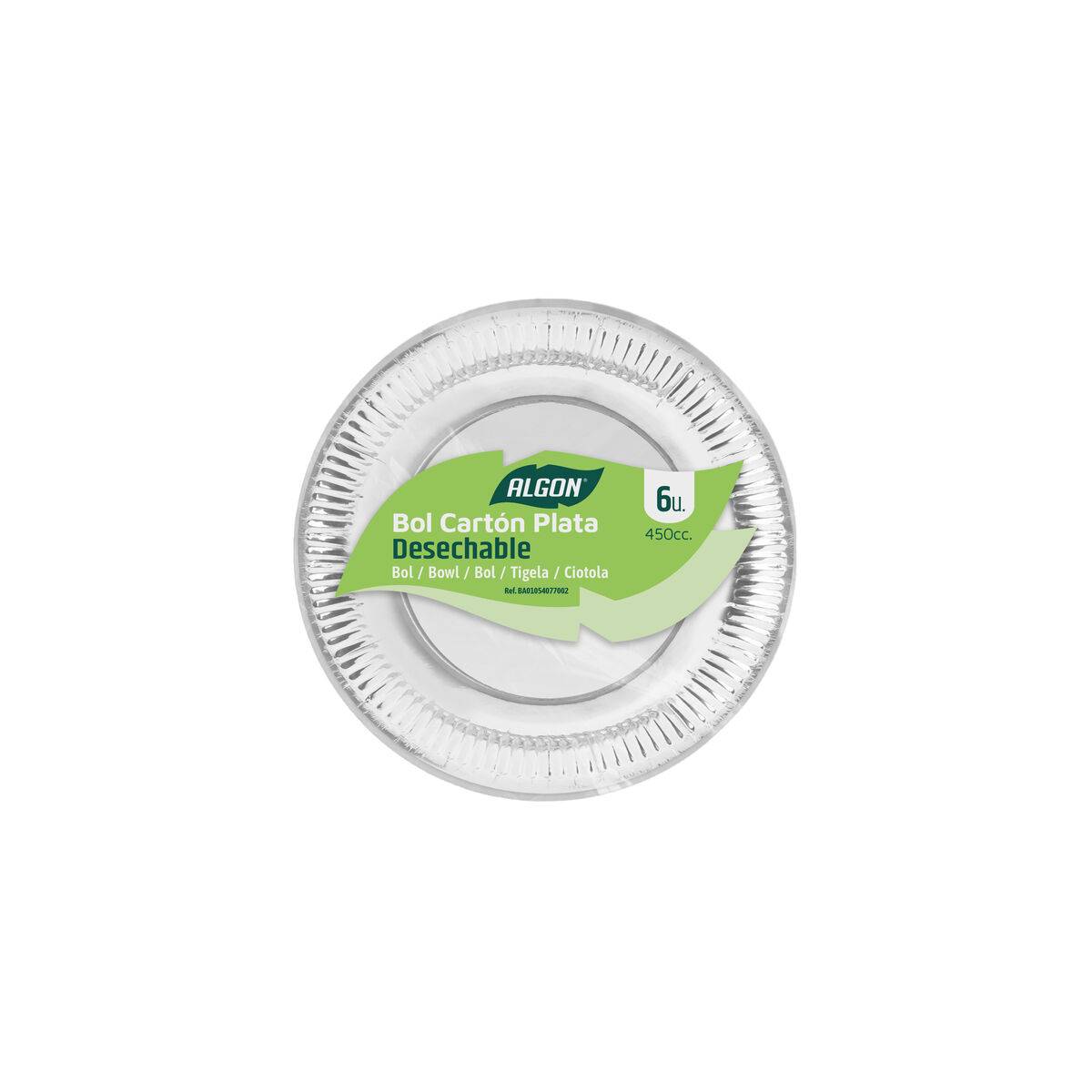 Set de Platos Algon Plateado 450 ml 6 Piezas (18 Unidades)