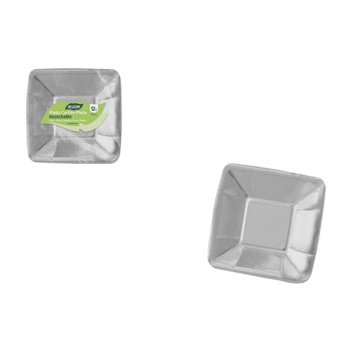 Set de Platos Algon Plateado 18 cm 12 Piezas (18 Unidades)