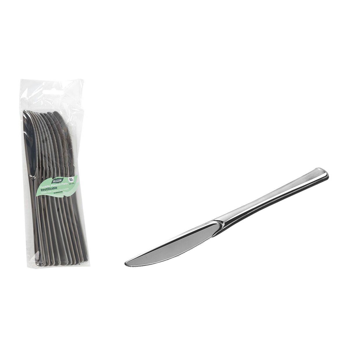 Set de cuchillos reutilizables Algon Plateado Plástico 20 cm 10 Piezas (24 Unidades)