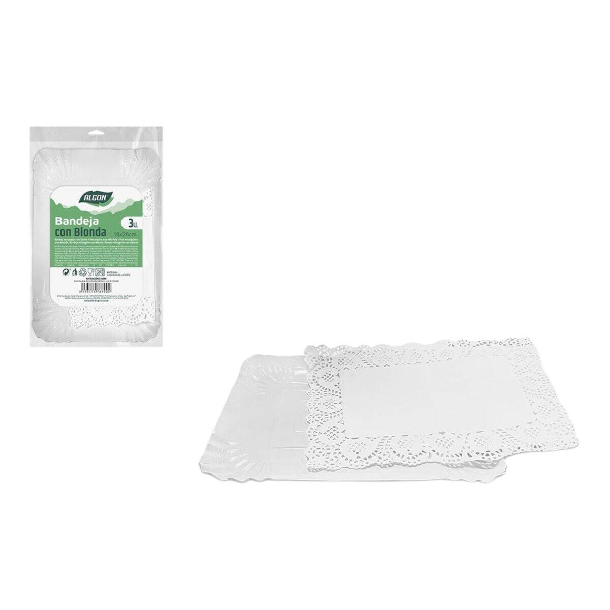Bandeja de Aperitivos Algon Rectangular 18 x 26 cm 3 Piezas (24 Unidades)
