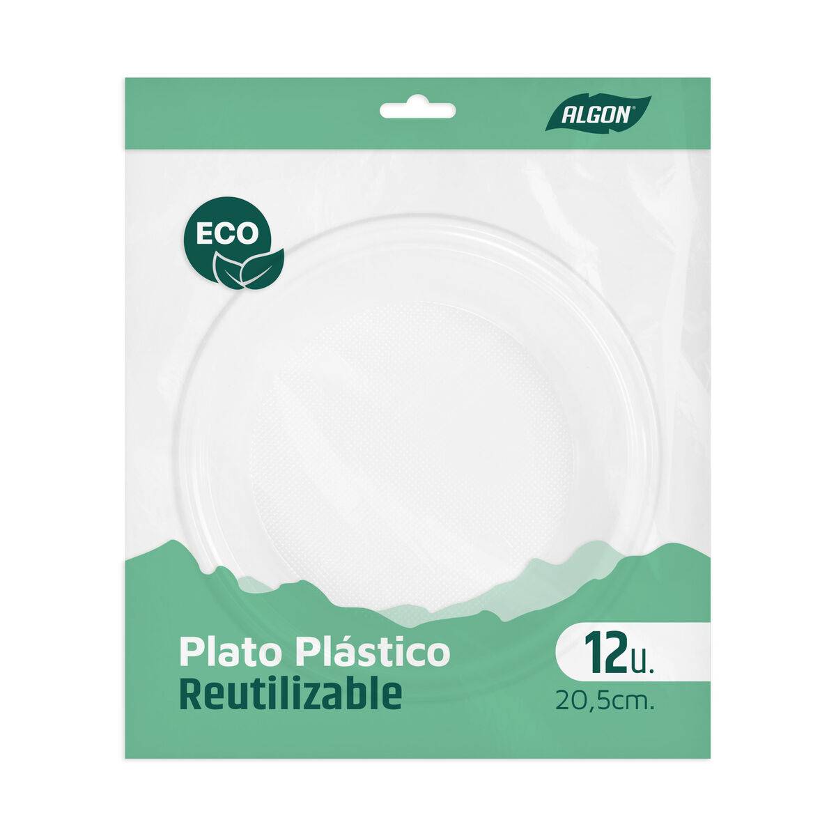 Set de Platos Algon Plástico 20,5 cm 20,5 x 3 cm 12 Piezas (18 Unidades)
