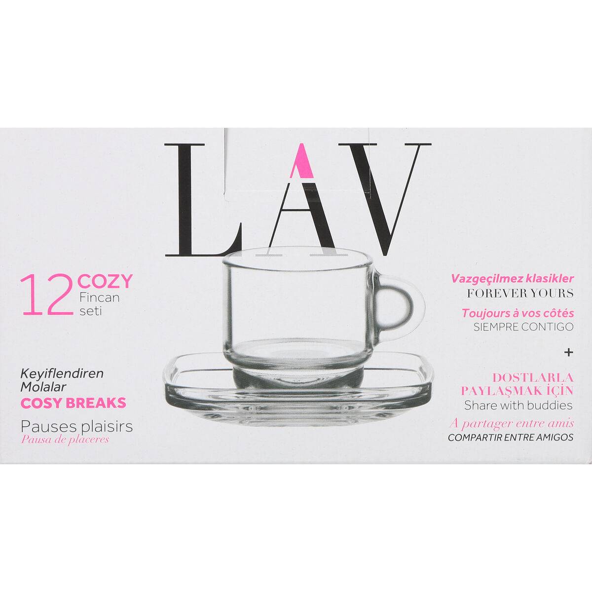 Juego de 6 Tazas con Plato LAV Cozy 90 ml (6 Unidades)
