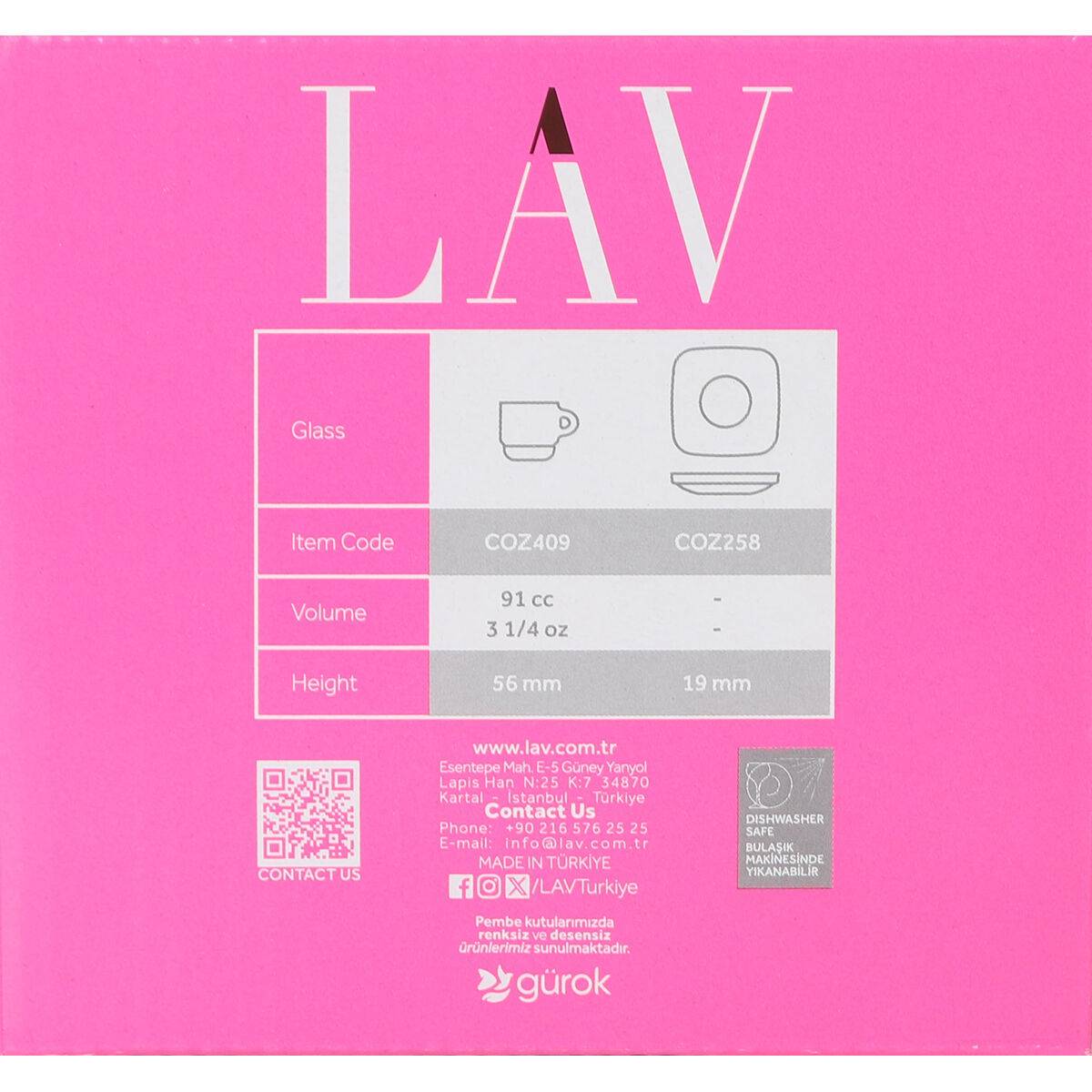 Juego de 6 Tazas con Plato LAV Cozy 90 ml (6 Unidades)