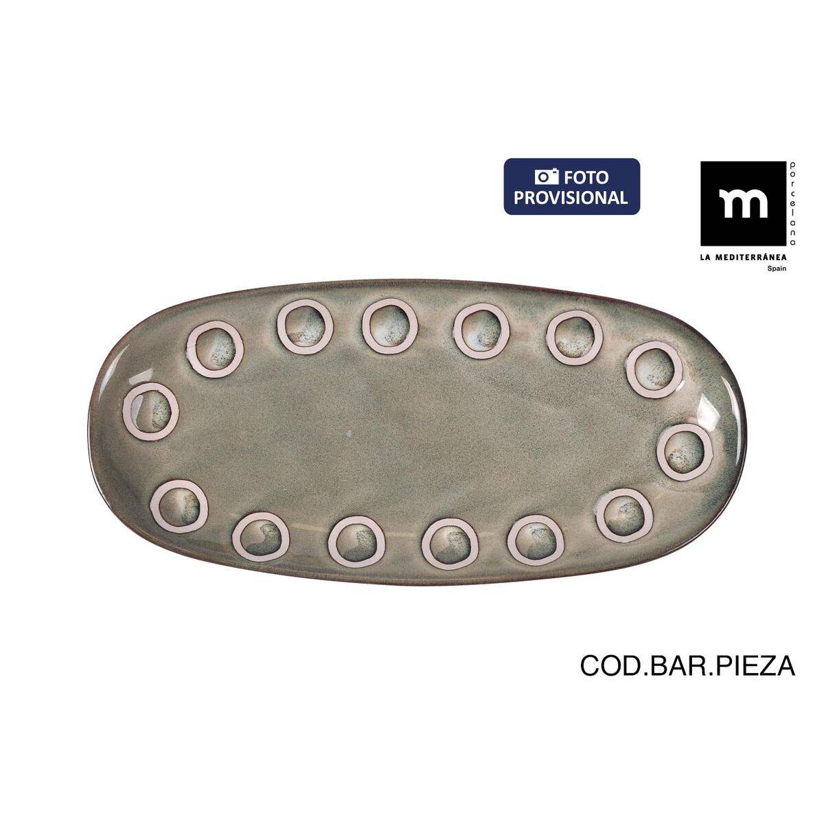 Fuente de Cocina La Mediterránea Almudena Gris Ovalado 25 x 12 x 2,2 cm (24 Unidades)