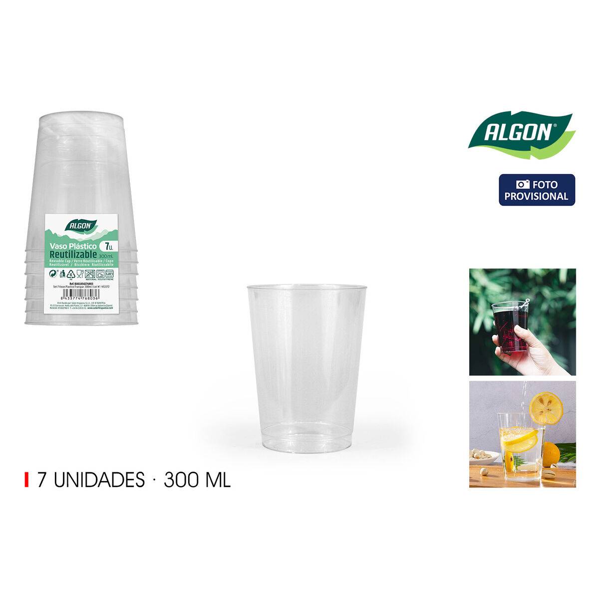 Set de Vasos Algon Plástico 300 ml 7 Piezas (24 Unidades)