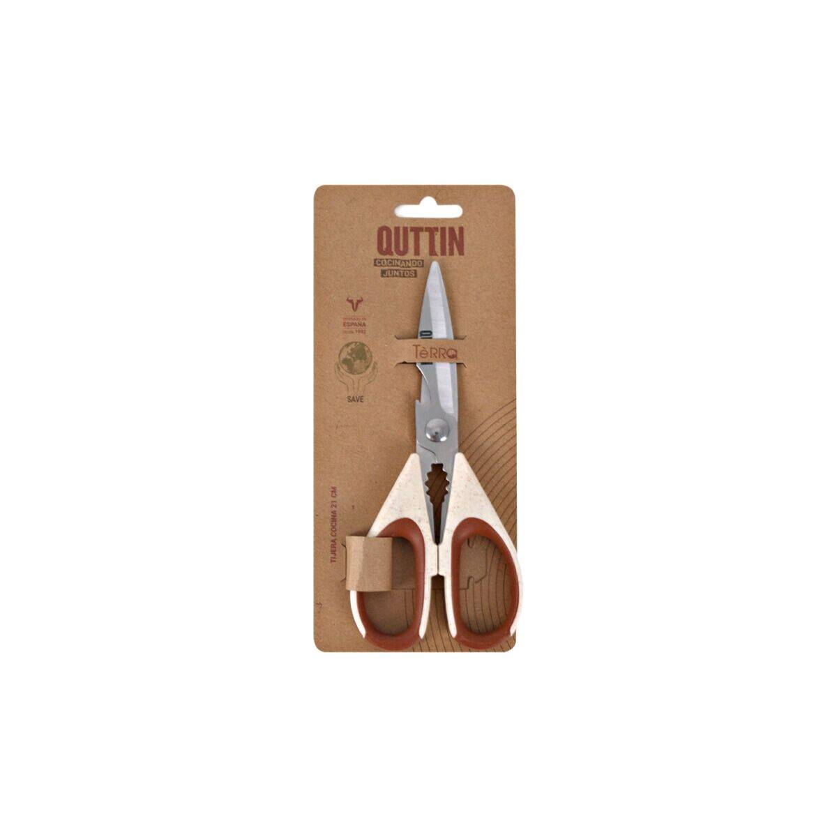 Tijeras de Cocina Quttin Terra 21 cm 2,5 mm (16 Unidades)