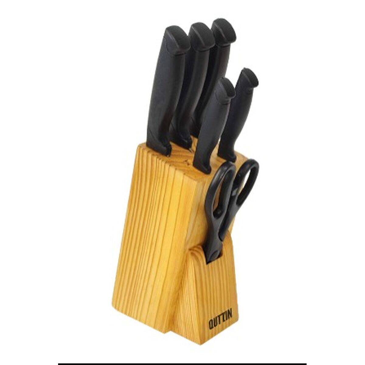 Juego de Cuchillos de Cocina y Soporte Quttin Nero Negro 7 Piezas (2 Unidades)