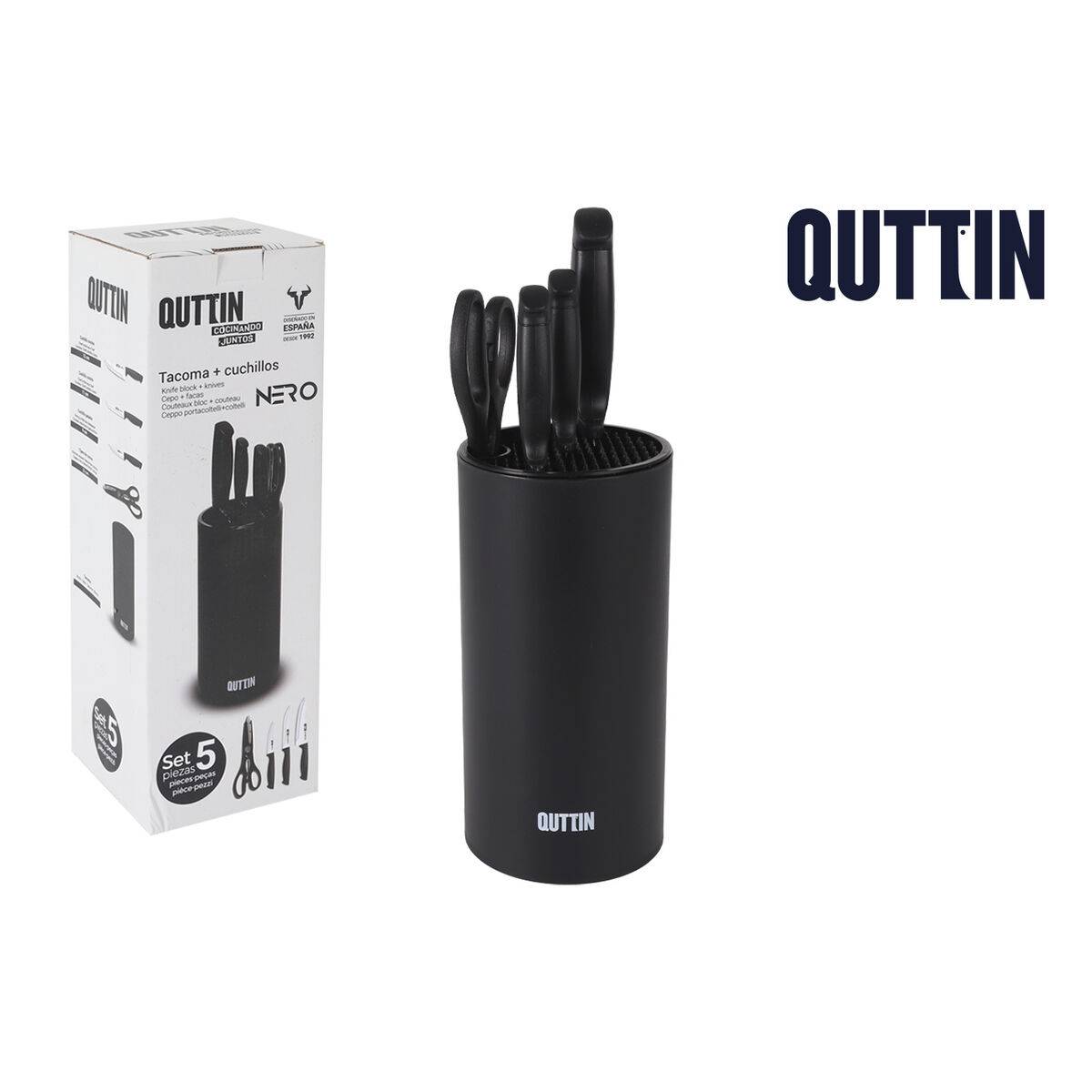 Juego de Cuchillos de Cocina y Soporte Quttin Nero 5 Piezas (2 Unidades)