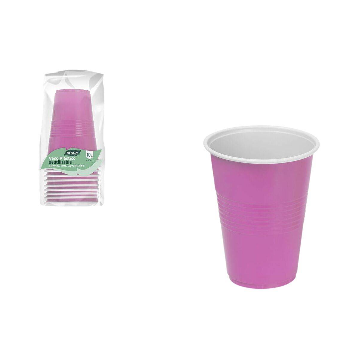 Set de Vasos Algon Rosa 450 ml 10 Piezas (18 Unidades)