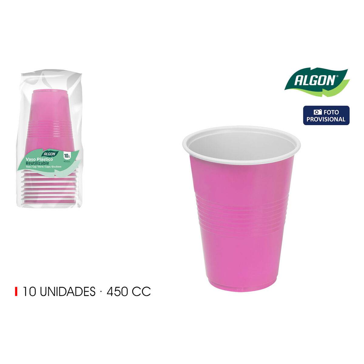 Set de Vasos Algon Rosa 450 ml 10 Piezas (18 Unidades)