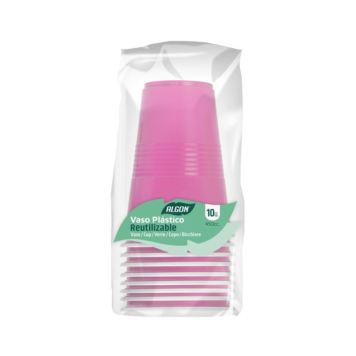 Set de Vasos Algon Rosa 450 ml 10 Piezas (18 Unidades)