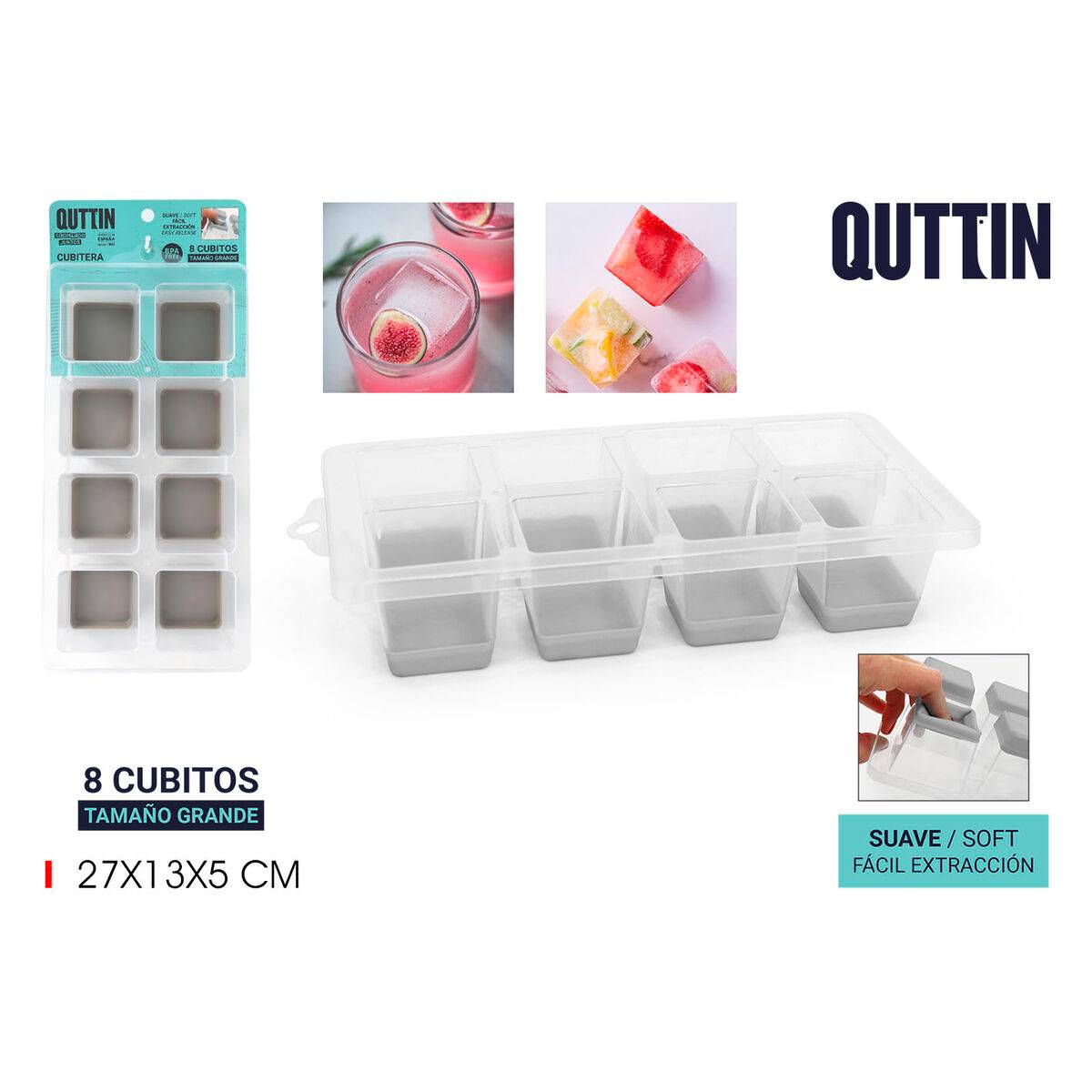 Molde para Cubitos de Hielo Quttin 27 x 13 x 5 cm (18 Unidades)