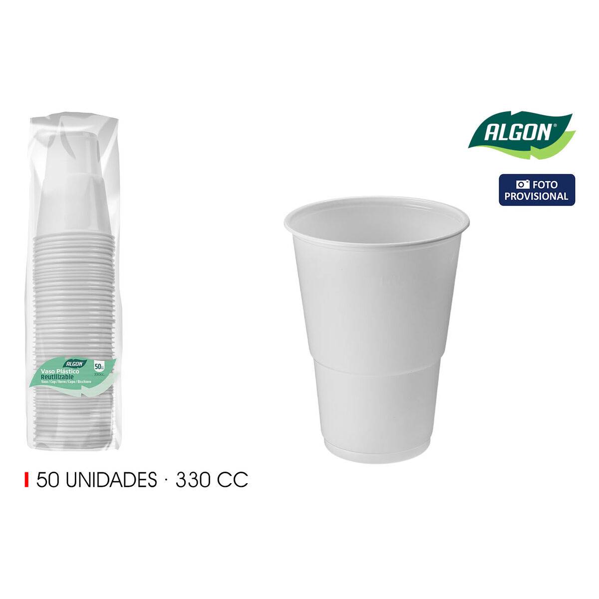 Set de Vasos Algon Blanco 330 ml 50 Piezas (12 Unidades)