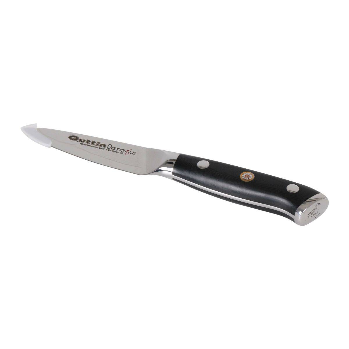 Cuchillo Pelador Quttin Damaskus Negro Plateado Acero Inoxidable 9 cm (2 Unidades)