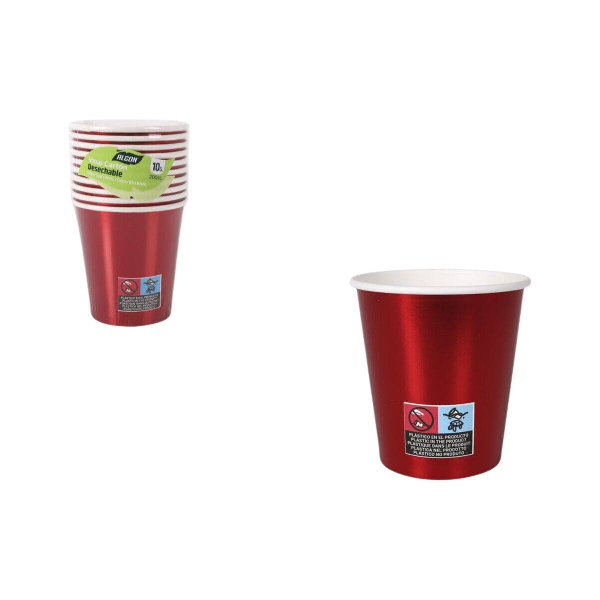 Set de Vasos Algon Rojo 200 ml 10 Piezas (18 Unidades)