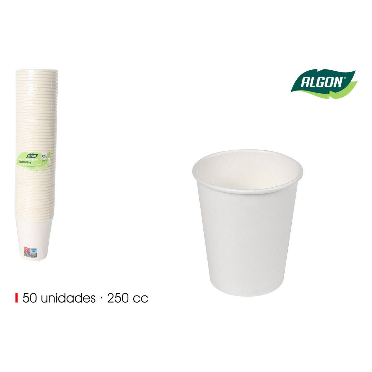 Set de vasos reutilizables Algon Blanco 250 ml 50 Piezas (18 Unidades)