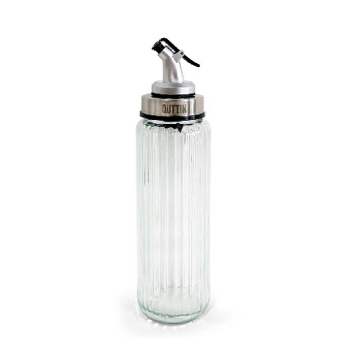 Aceitera Quttin OTTICO Transparente Plateado Vidrio 0,5 L 6 x 6 x 30,5 cm (24 Unidades)