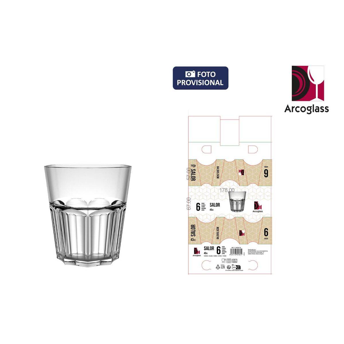 Set de Vasos de Chupito La Mediterránea Salor Transparente Vidrio 43 ml 6 Piezas (12 Unidades)