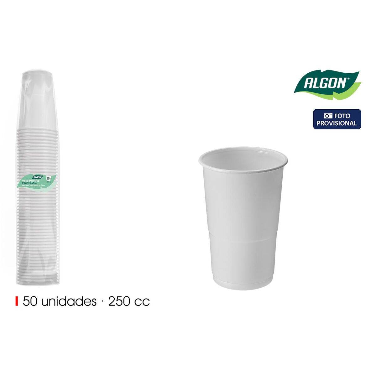 Set de Vasos Algon Blanco 250 ml 50 Piezas (18 Unidades)