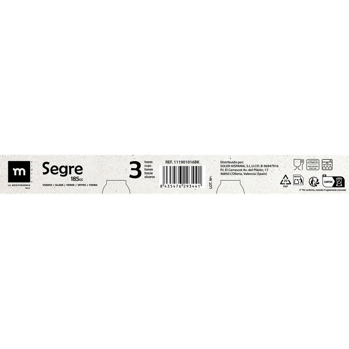 Juego de Tazas de Café La Mediterránea Segre 3 Piezas (16 Unidades)