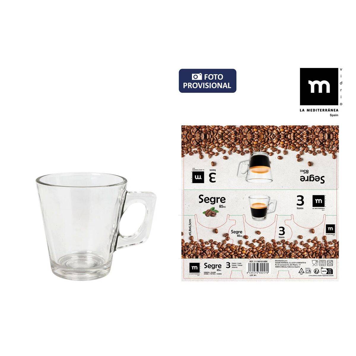 Juego de Tazas de Café La Mediterránea Segre 3 Piezas (24 Unidades)