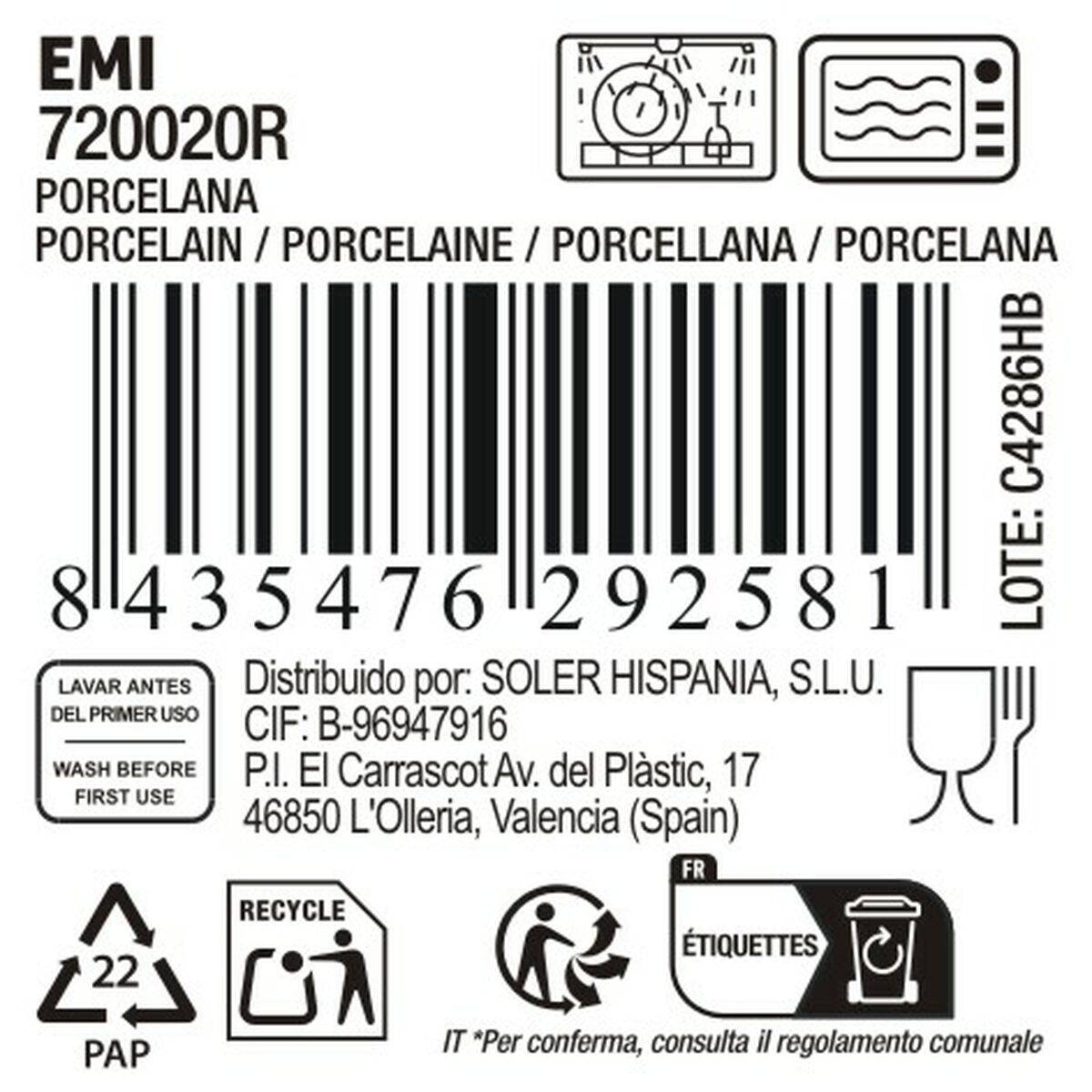 Fuente de Cocina La Mediterránea Emi Redonda (18 Unidades)