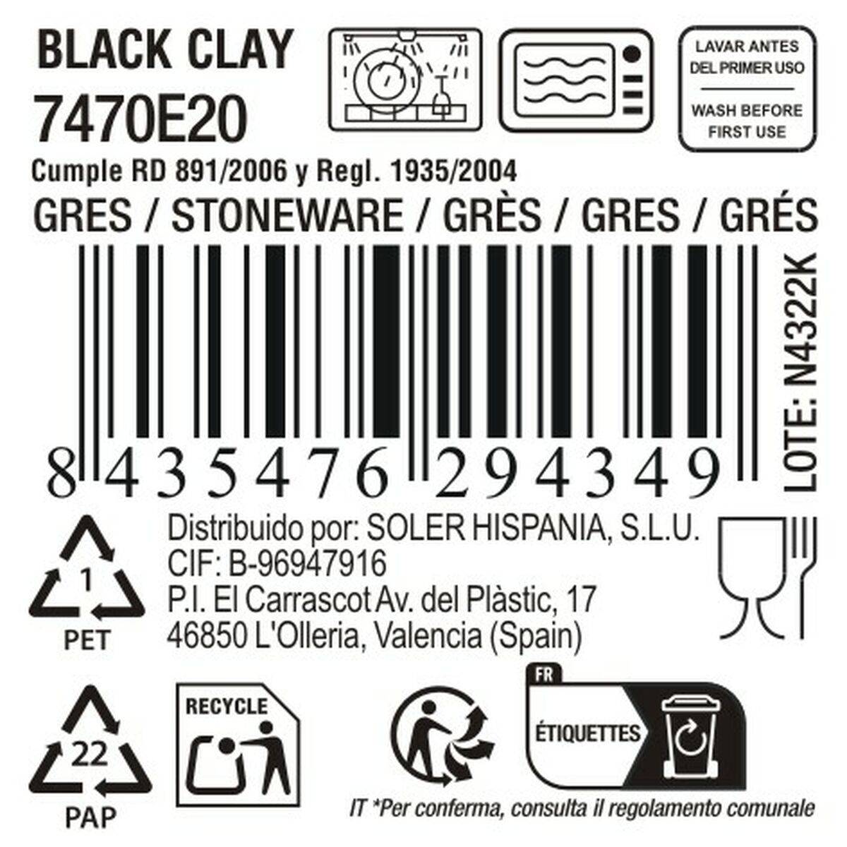 Fuente de Cocina La Mediterránea Black clay