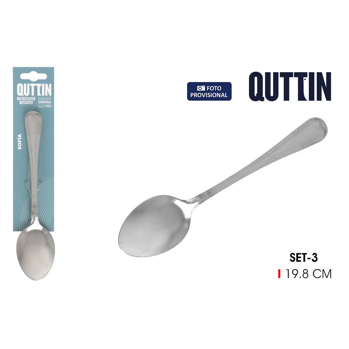 Cuchara de mesa Quttin Sofia 19,8 x 4,6 cm 3 Piezas (12 Unidades)
