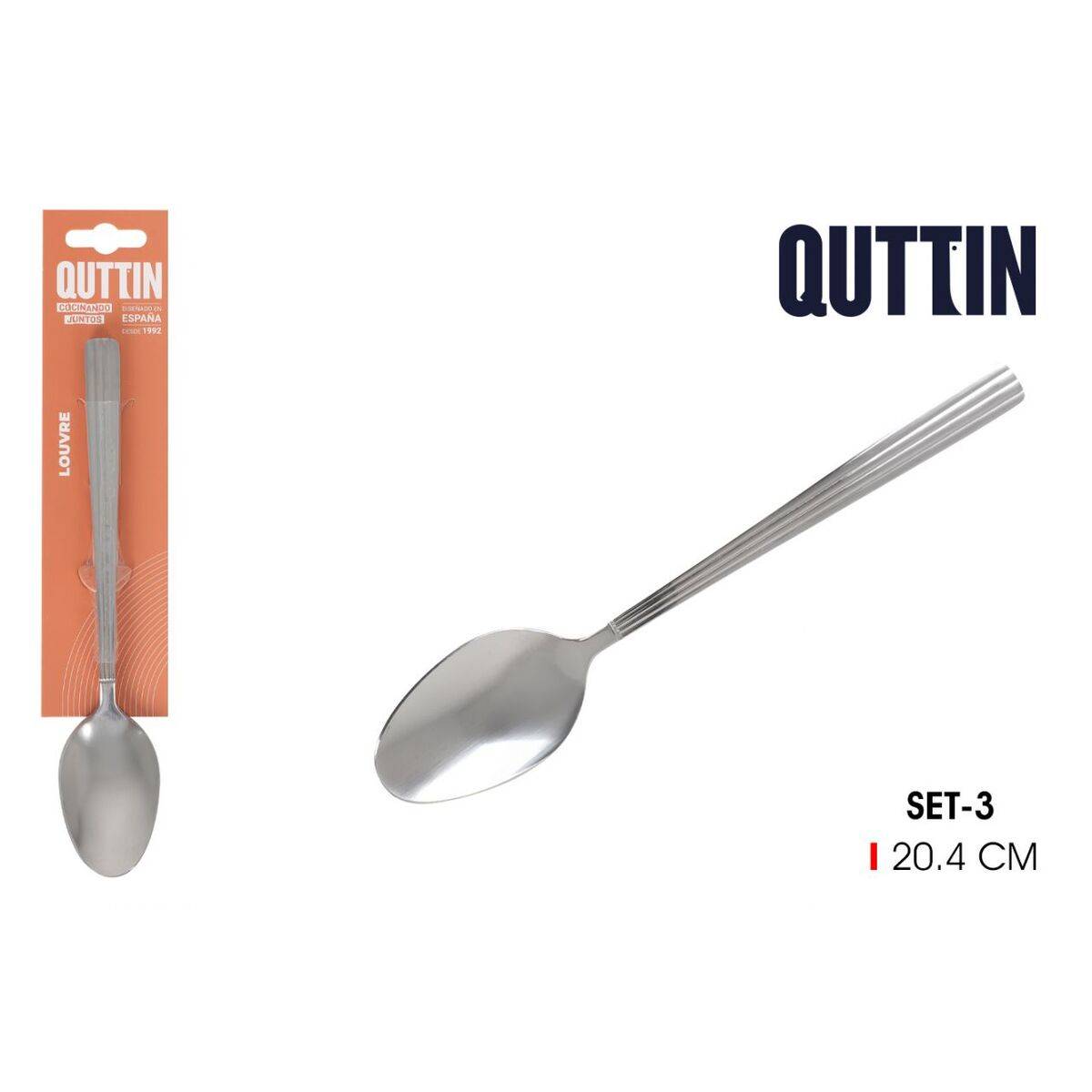Set de Cucharas Quttin Louvre Plateado 2 mm 20,4 x 3,8 cm 3 Piezas (12 Unidades)