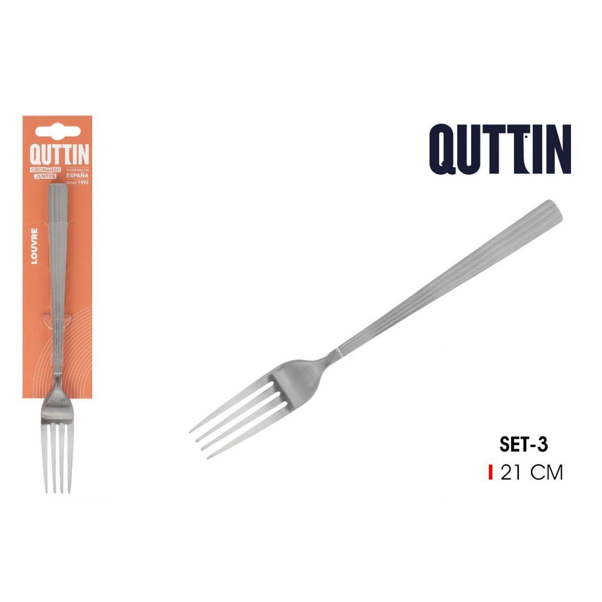 Set de Tenedores Quttin LOUVRE Plateado 2 mm 21 x 2,4 cm 3 Piezas (12 Unidades)