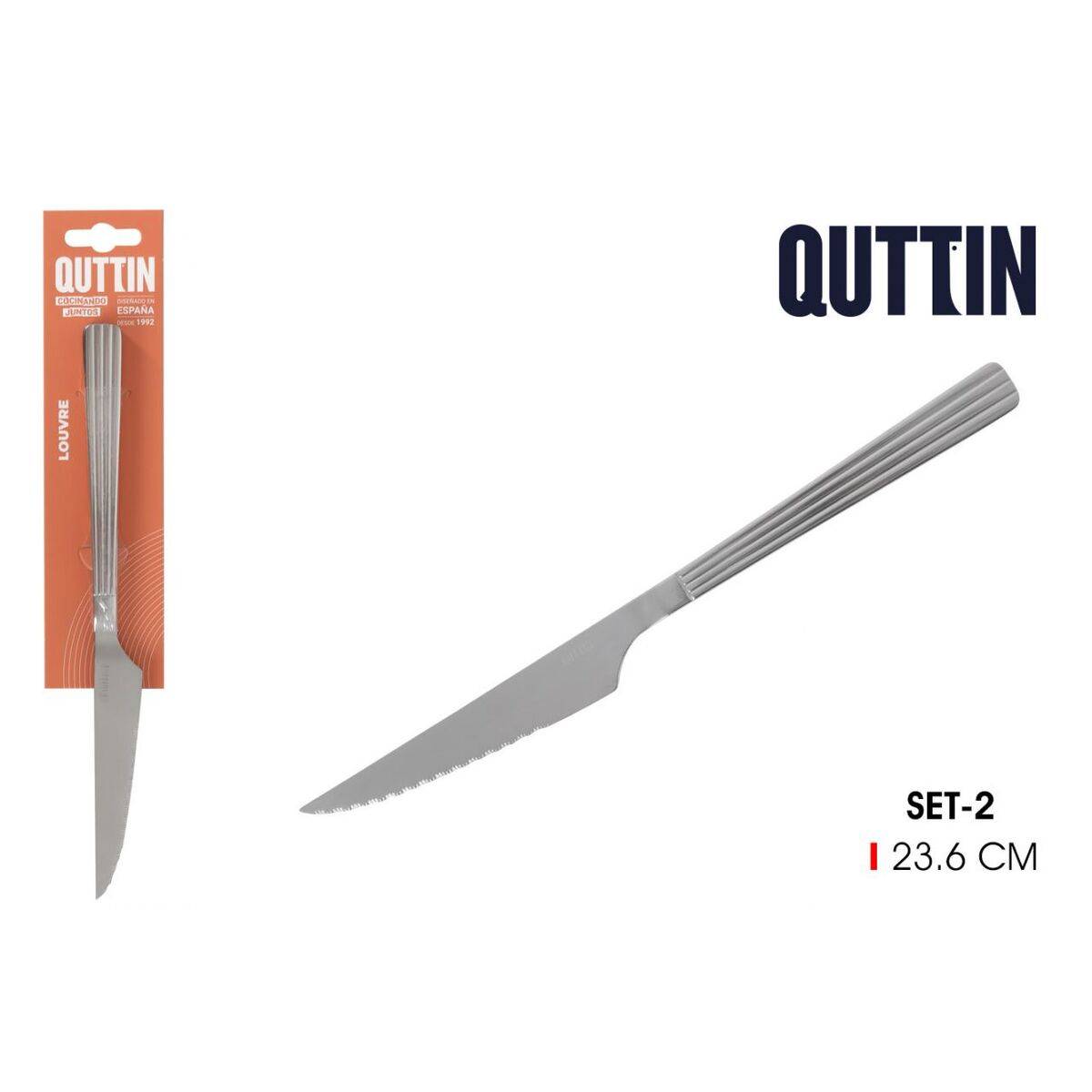 Set de Cuchillos para Carne Quttin LOUVRE Plateado 23,6 x 2 cm 2 Piezas (12 Unidades)