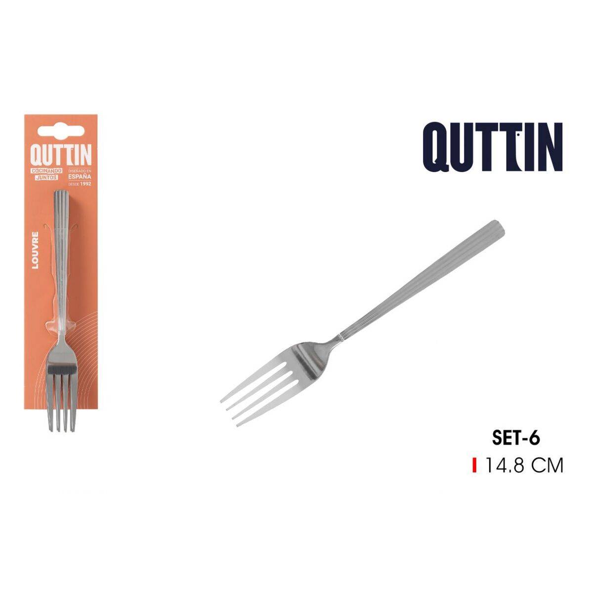 Set de Tenedores para Postre Quttin LOUVRE Plateado 1,5 mm 14,8 x 3,2 cm 6 Piezas (12 Unidades)