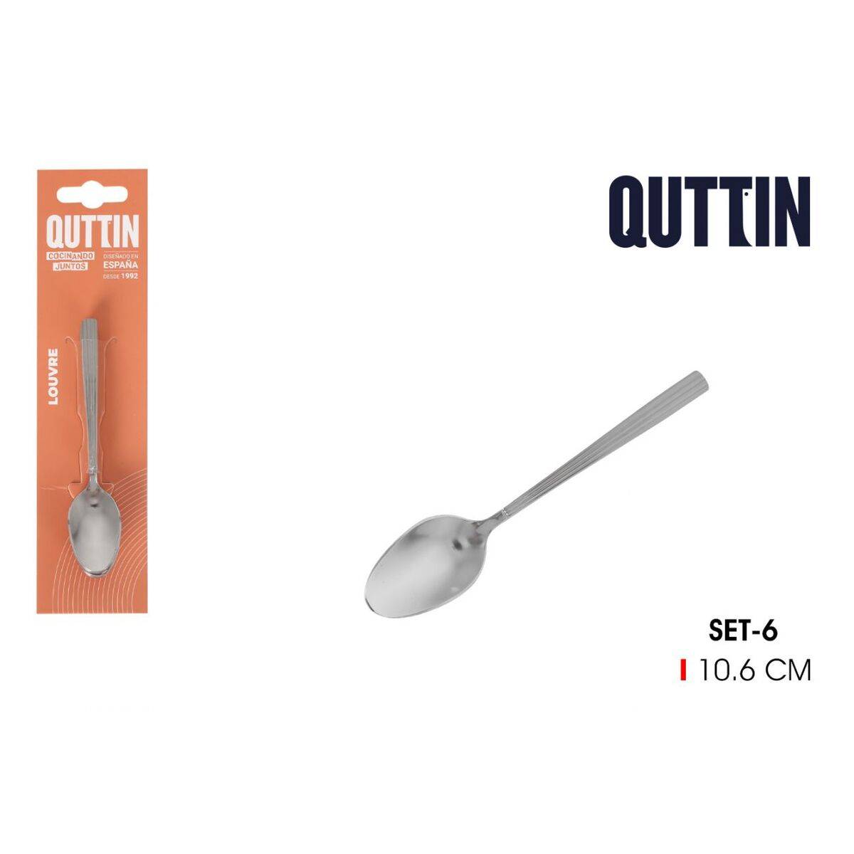 Cucharillas de Café Quttin LOUVRE Plateado 1,5 mm 10,6 x 2,4 cm 6 Piezas (12 Unidades)