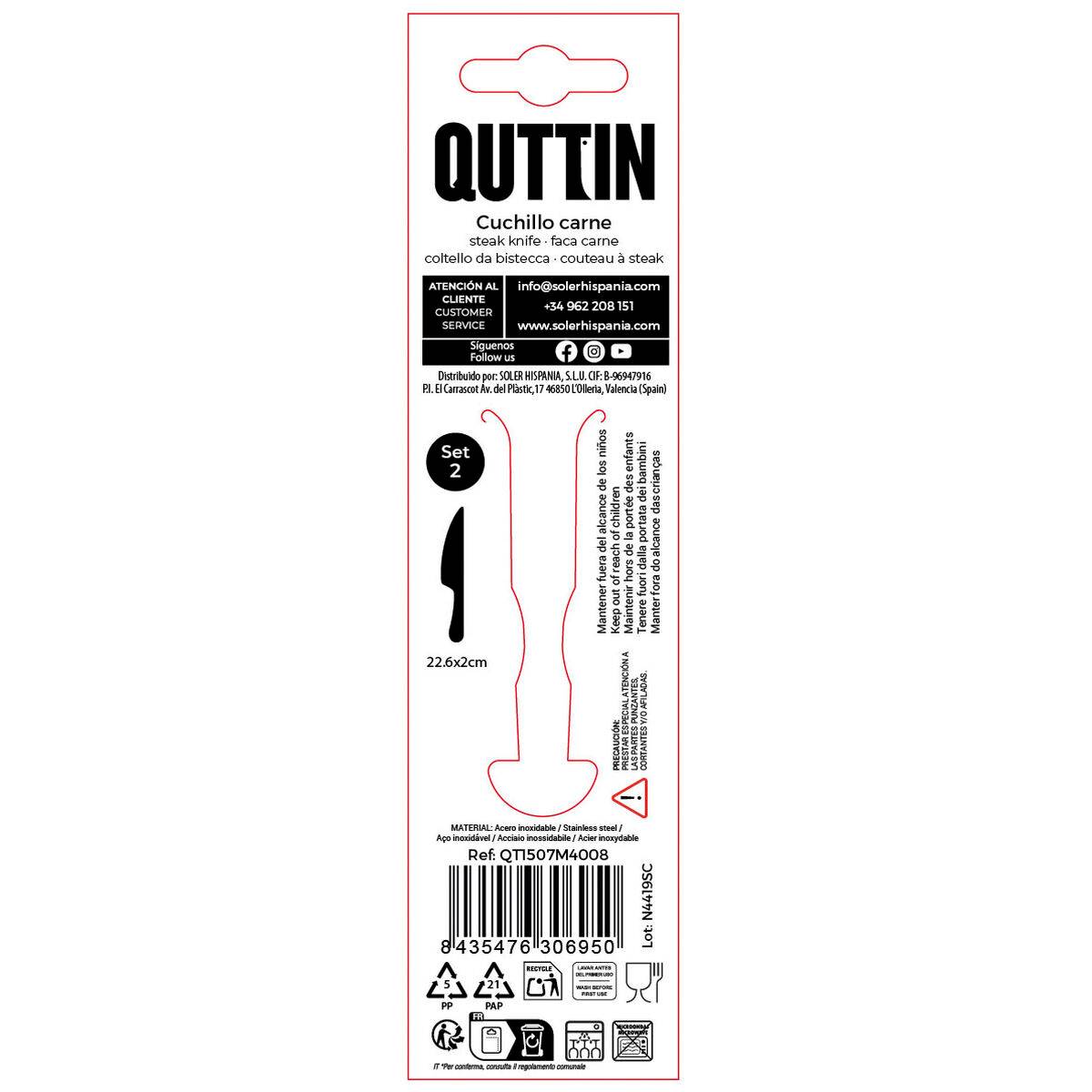 Cuchillo de Sierra Quttin MOMA 22,6 x 2 cm 2 Piezas (12 Unidades)