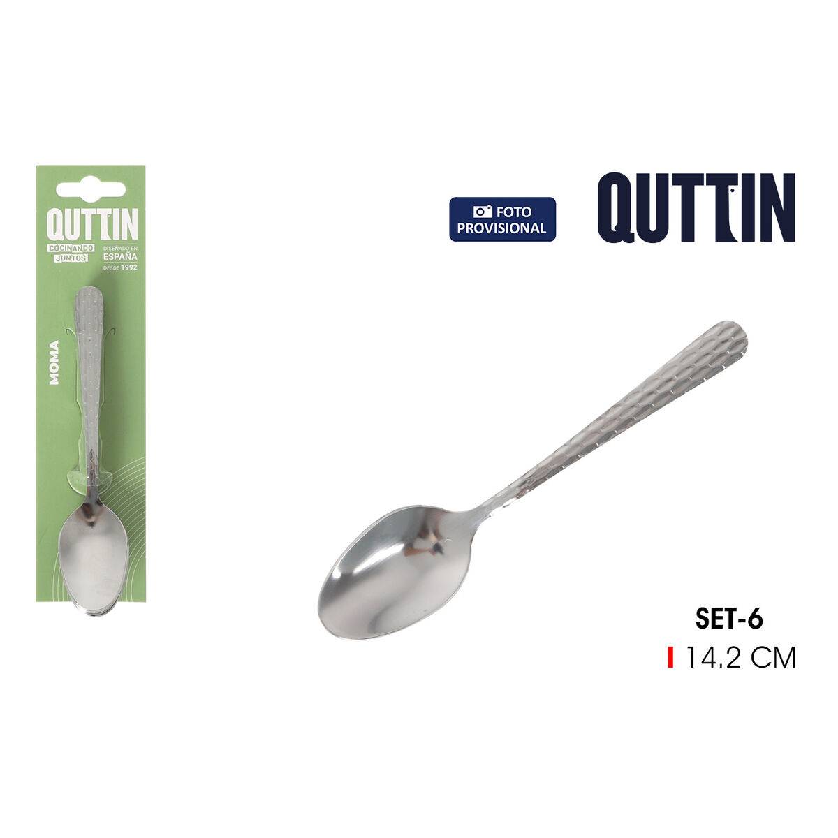 Set de cucharas de postre Quttin MOMA Negro 14,2 x 3,2 cm 6 Piezas (12 Unidades)
