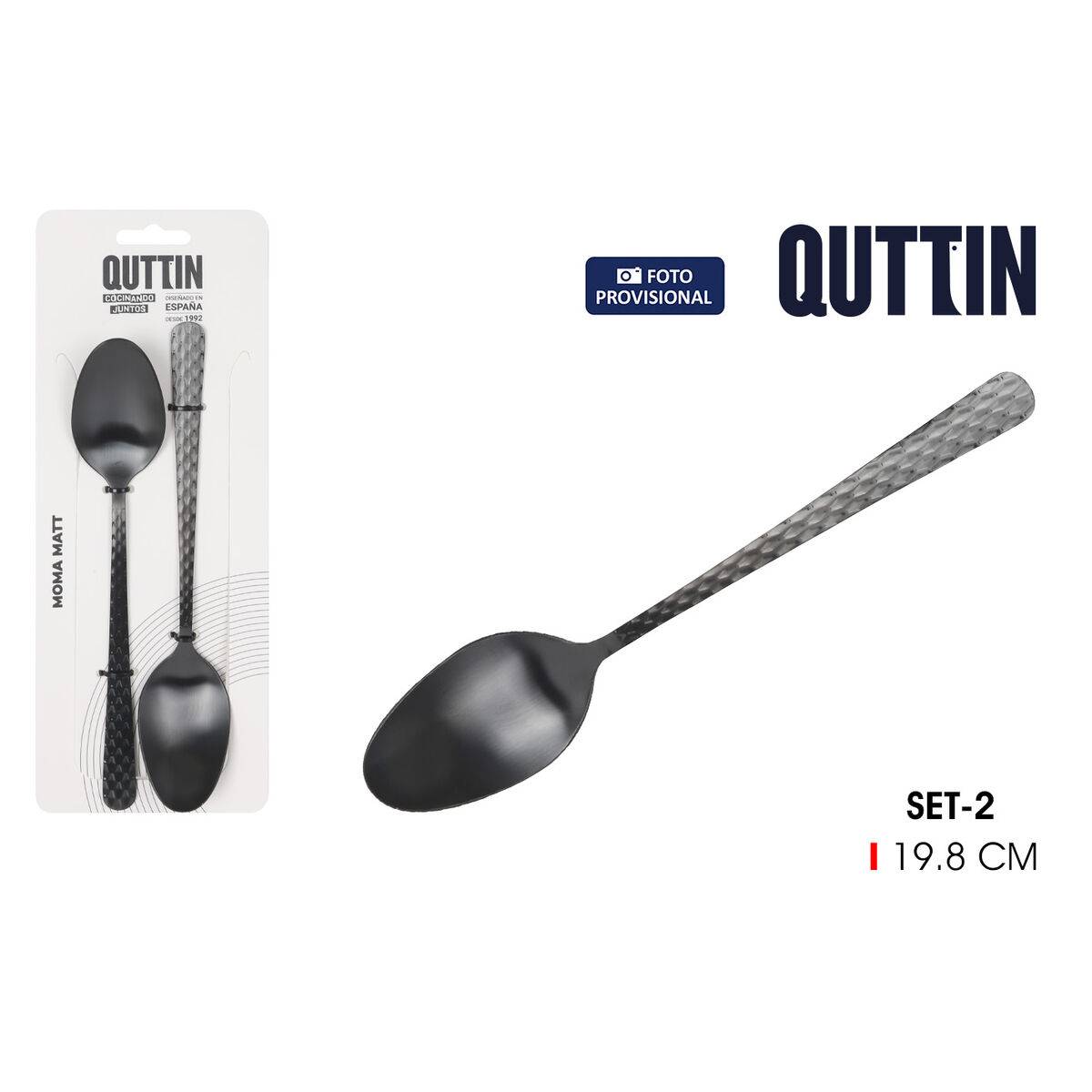 Cuchara de mesa Quttin MOMA Negro 19,8 x 3,8 cm 2 Piezas (12 Unidades)