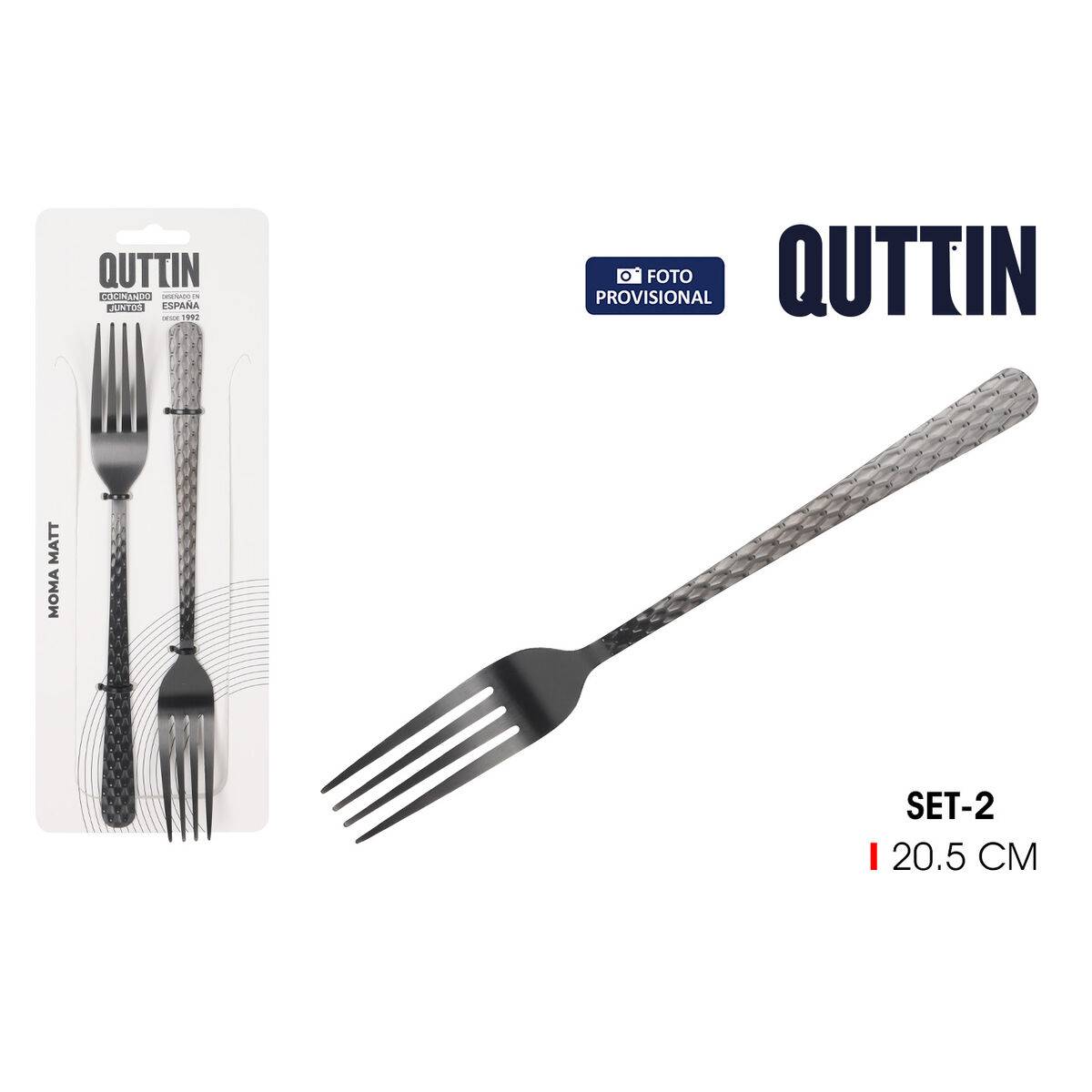Set de Tenedores Quttin MOMA Negro 20,5 x 2,4 cm 2 Piezas (12 Unidades)