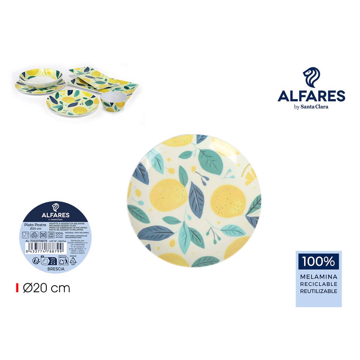 Plato de Postre Alfares BRESCIA 20 cm (24 Unidades)